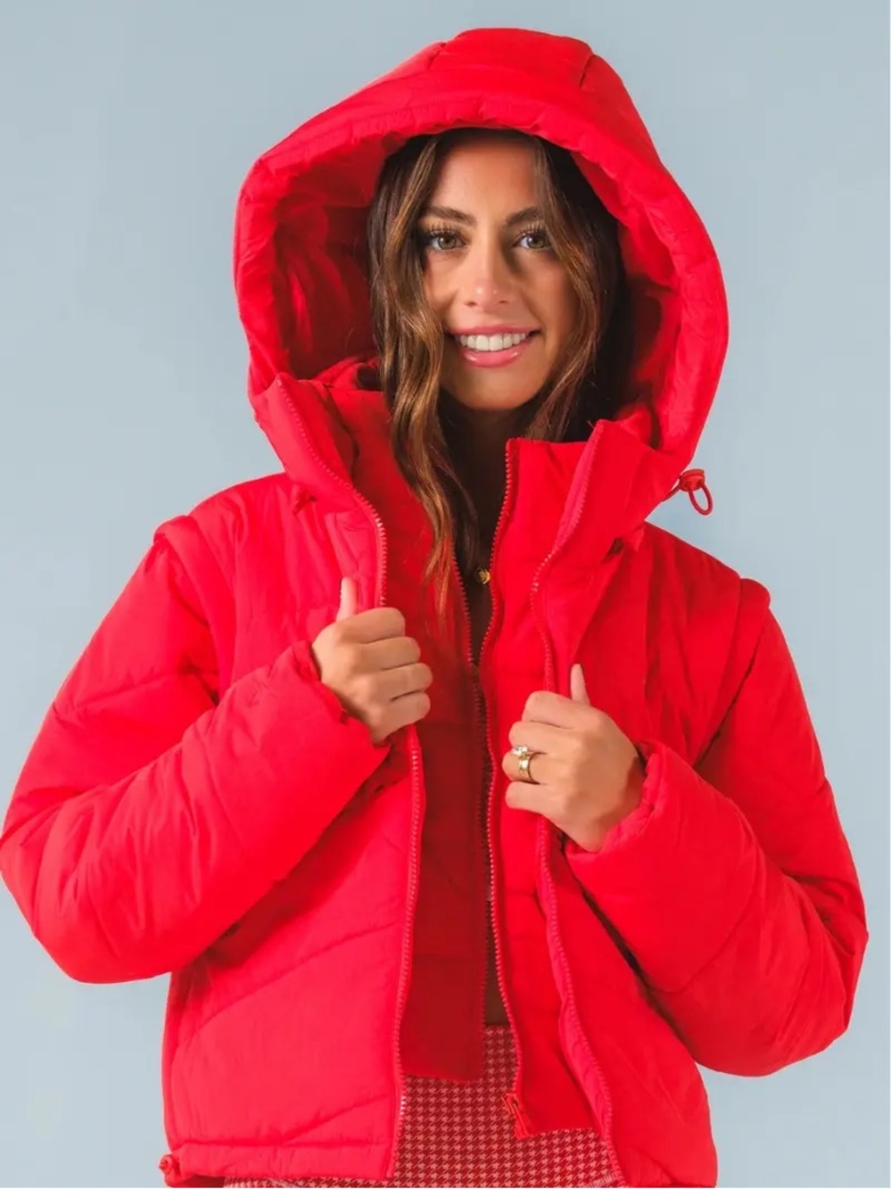 ACTA Hot Red Convertible Puffer Jacket